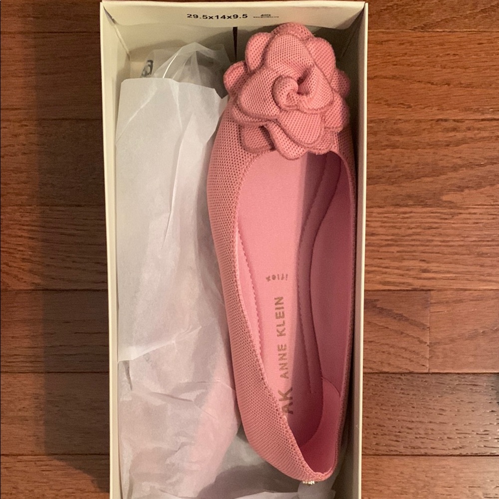 Anne Klein Pink Ballet Flats with Flower Embellishment